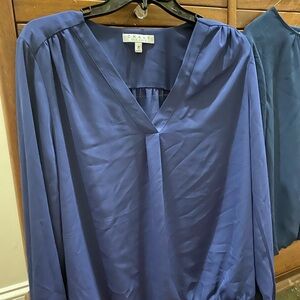 Chaus navy  Blue V-Neck Blouse. New with tags